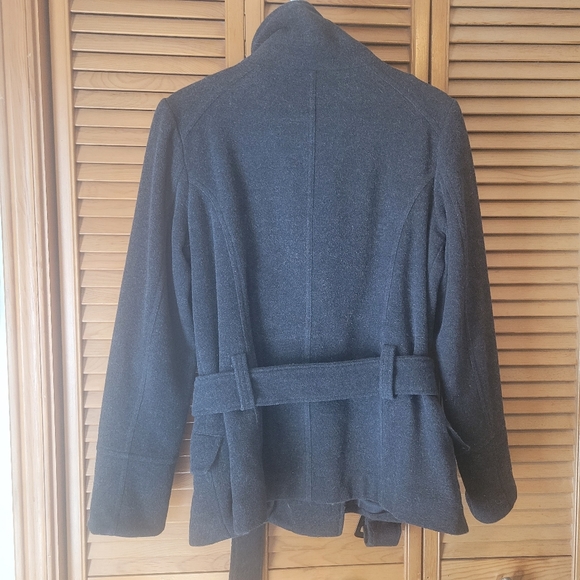 Grey Short Wool Blend Jacket with Oversized Buttons - Picture 2 of 3